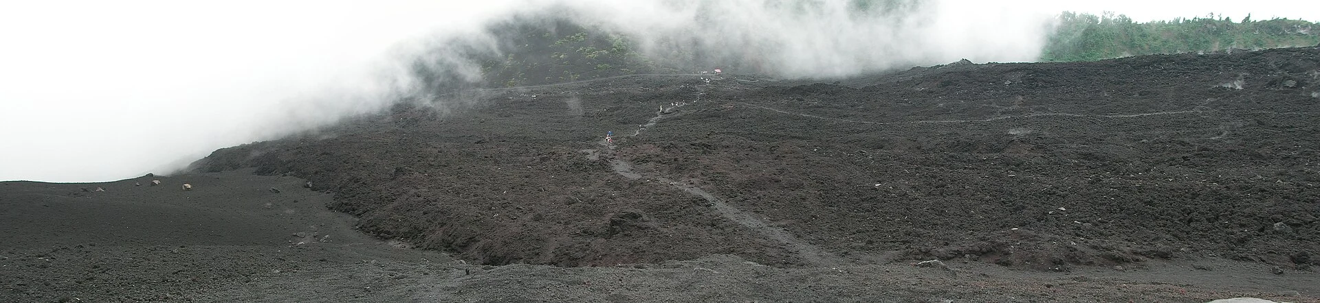 Historical panoramic view of the Pacaya volcanic landscape